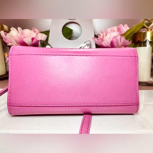 RELISTED Vintage Celine Triomphe Pink Leather Handbag Shoulder Bag - Picture 11 of 15